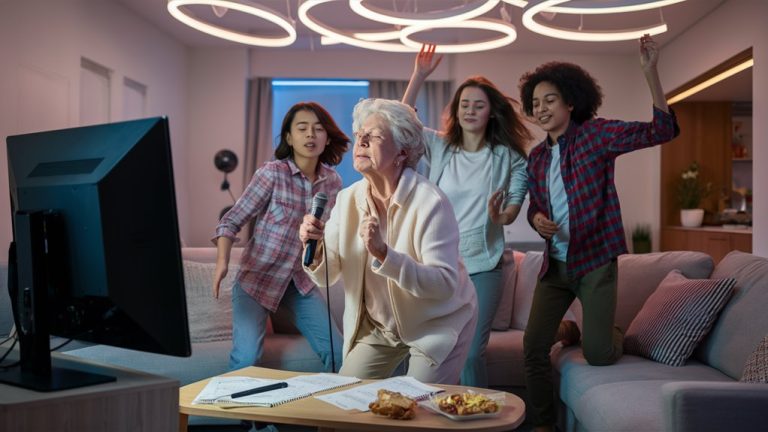 family karaoke fun together