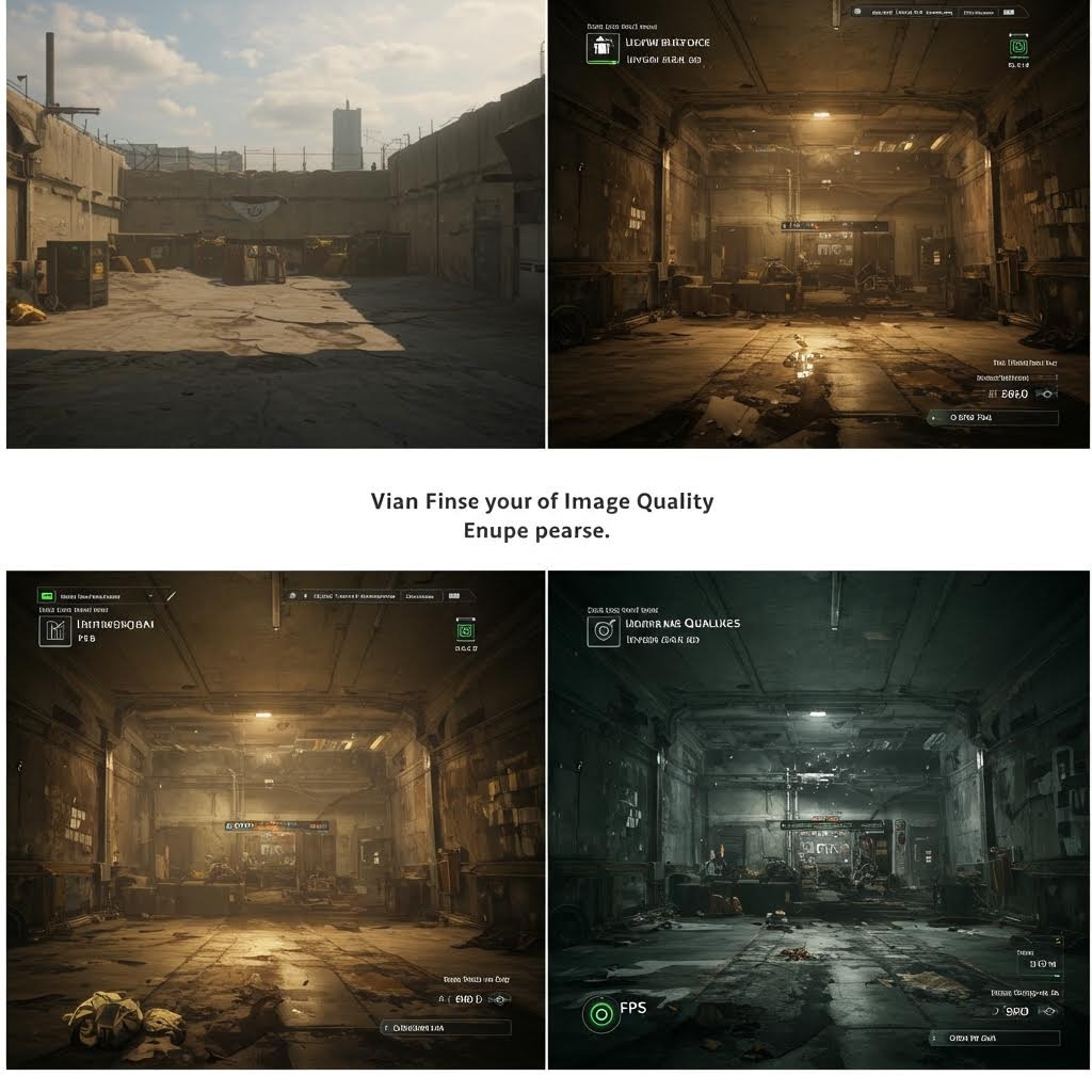 게임 그래픽 품질 비교 - 저화질과 고화질 설정에 따른 FPS 게임 환경의 이미지 퀄리티 차이 시연