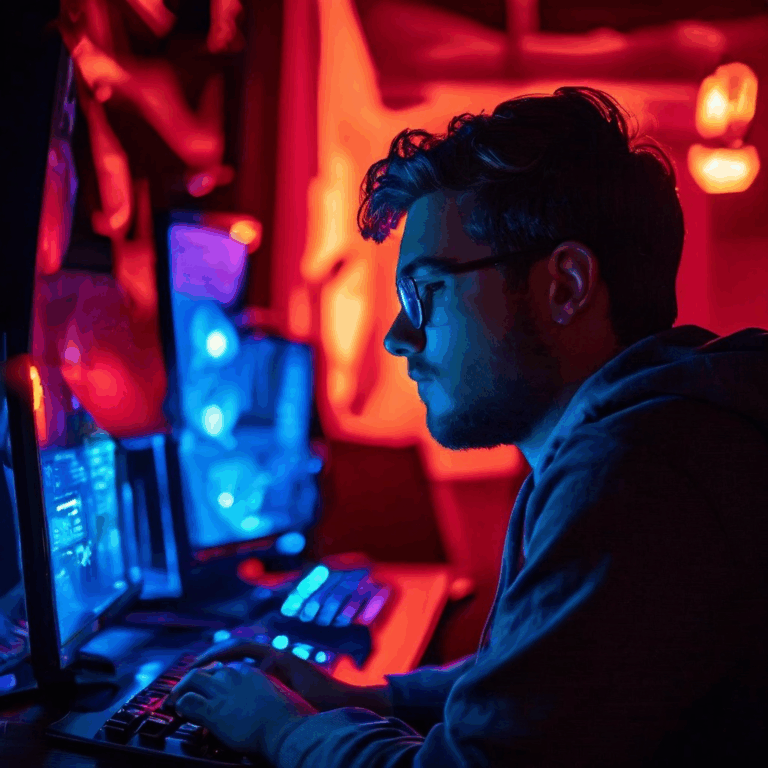 빛나는 신규 게시물을 내려다보며 향수와 우월감, 약간의 즐거움이 섞인 표정을 짓고 있는 노련한 게이머의 모습이다.